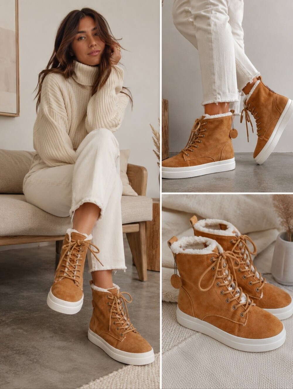J/SlidesTorrie Brown Suede Faux Fur High-Top Sneakers Boots Size 7.5